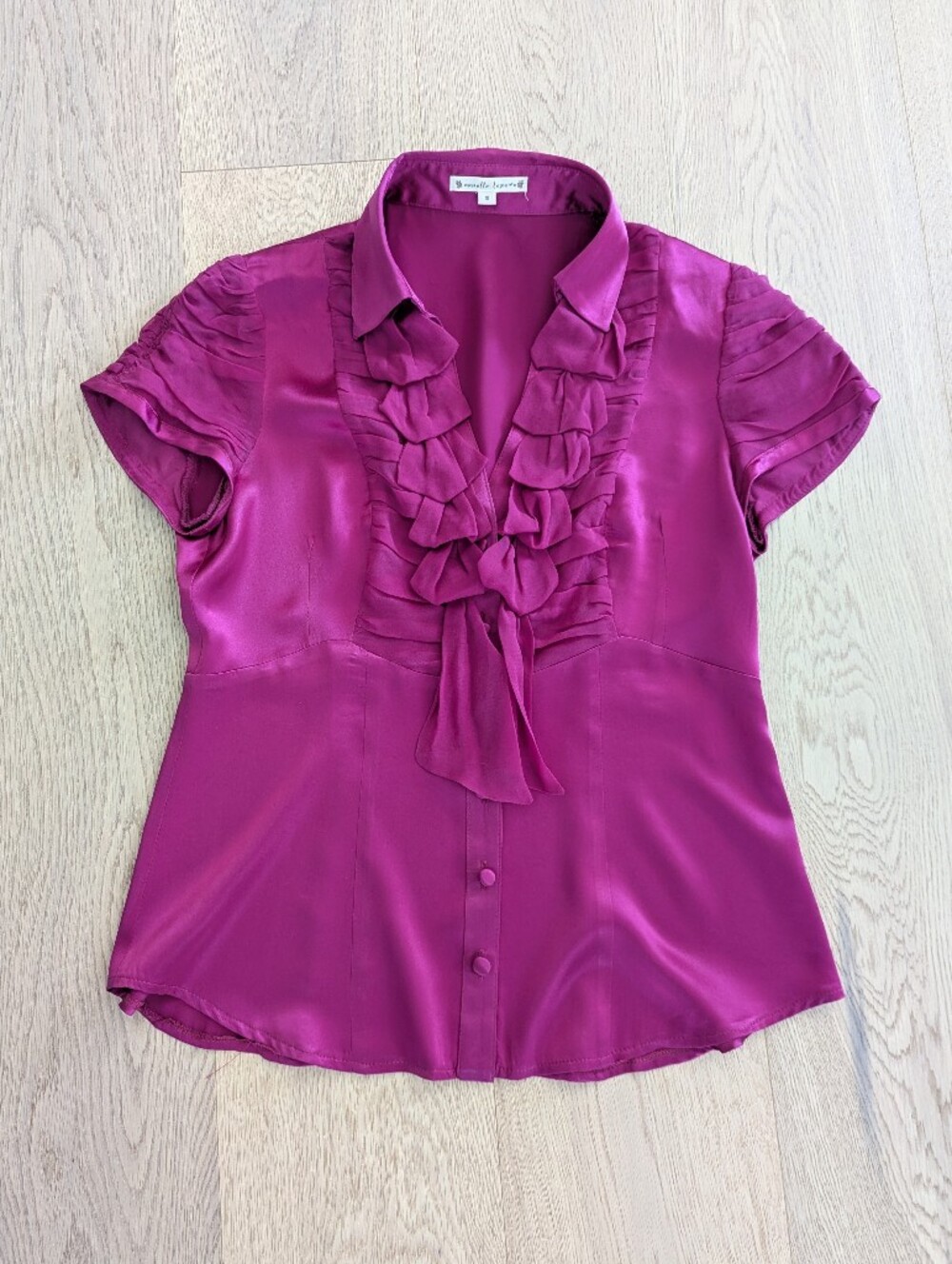 Nanette Lepore Ruffled Tie-Neck Blouse - Fuchsia